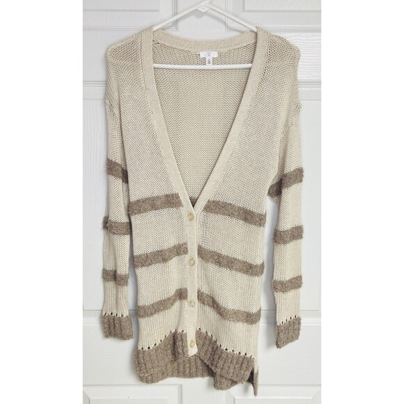 BP Cream Knit Cardigan Sweater Alpaca Wool Cotton Blend V-Neck Long Sleeve S - Picture 1 of 8